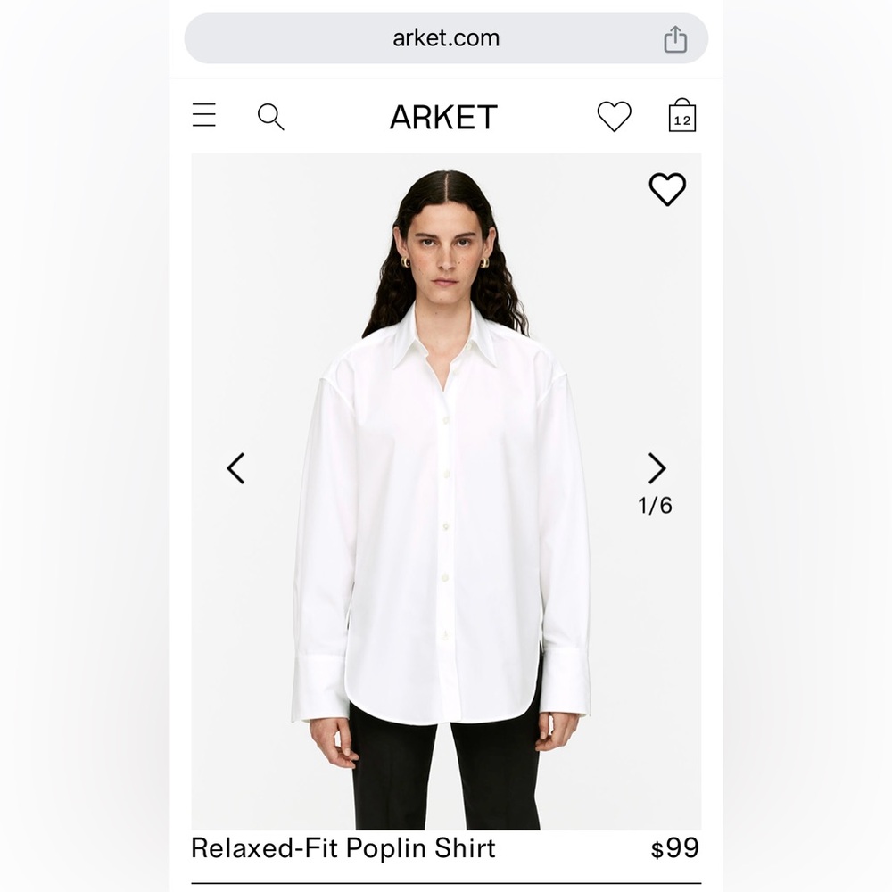 Arket White Relaxed-Fit Poplin Button-Down Shirt